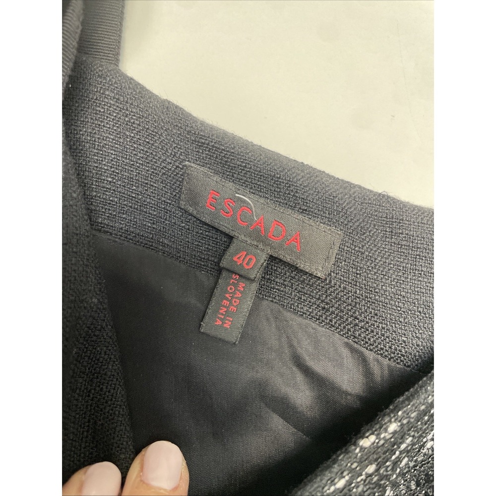 Escada Tweed Dress Midi Black Size 40 - Picture 8 of 8